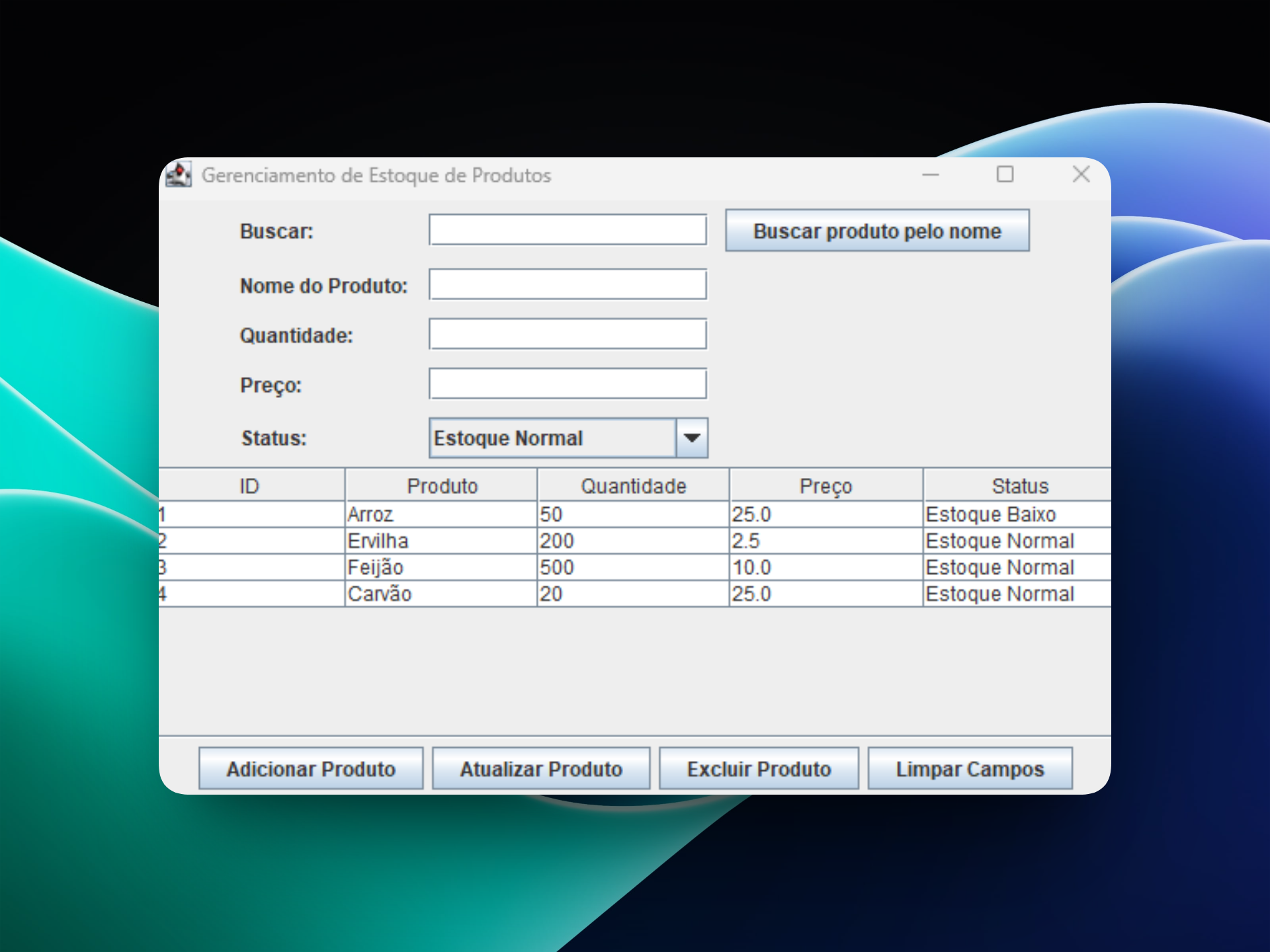 Print do projeto Gerenciador De Estoque